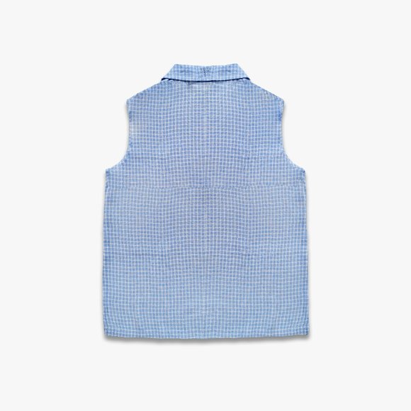 Size- M, Eileen fisher cut sleeves shirt in blue and white stripe - Picture 3 of 5